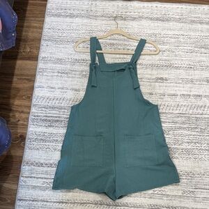 Teal Sleeveless Romper with Pockets